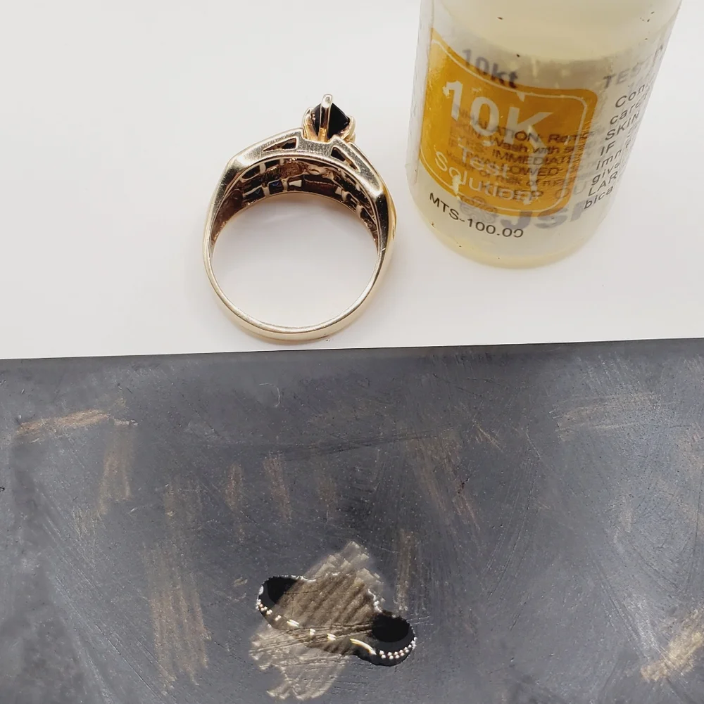 10k Solid Yellow Gold Genuine Marquise Blue Sapphire & Diamond Statement Ring